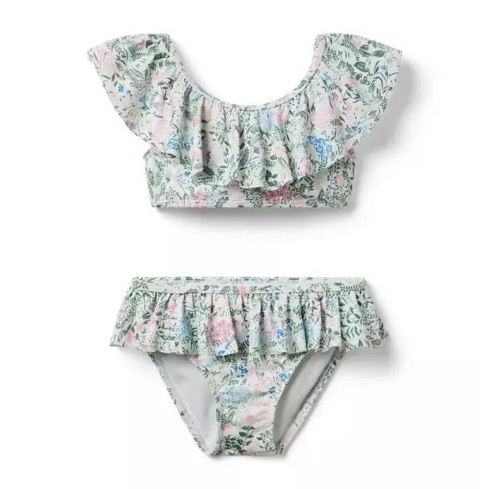 Janie and Jack Recycled Floral Ruffle 2-Piece Swimsu size 4T